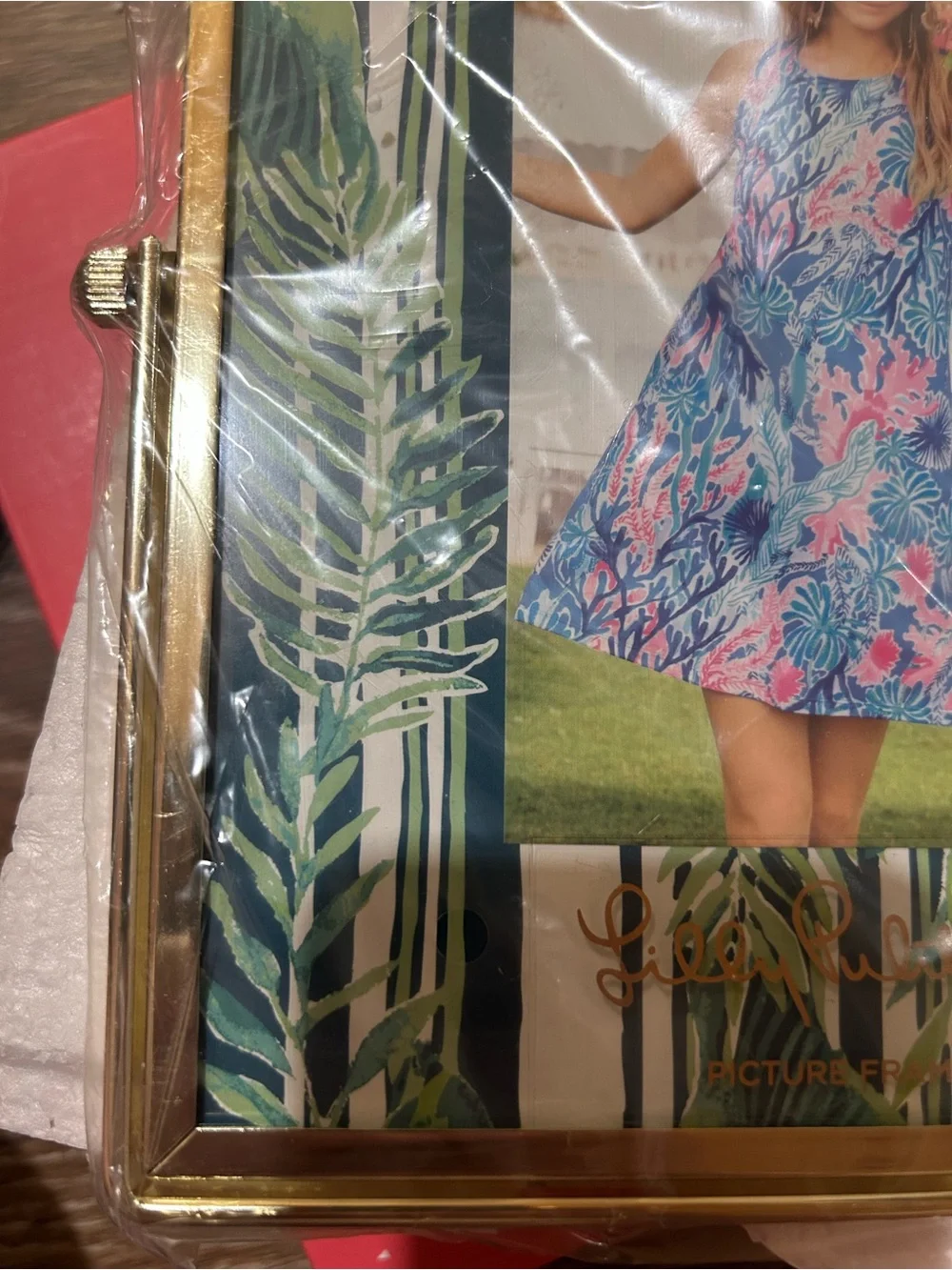 Lilly Pulitzer Gold Frame with Blue and Green Tropical Mat